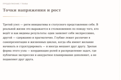 Фрагмент настоящей страницы отчёта: инициатива и распределение ролей в паре